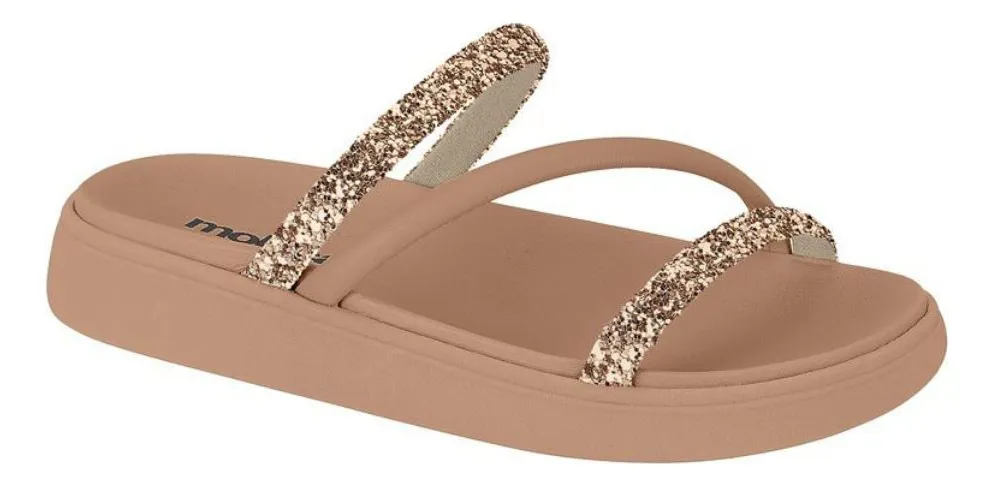 Sandália Papete Moleca Com Brilho Strass