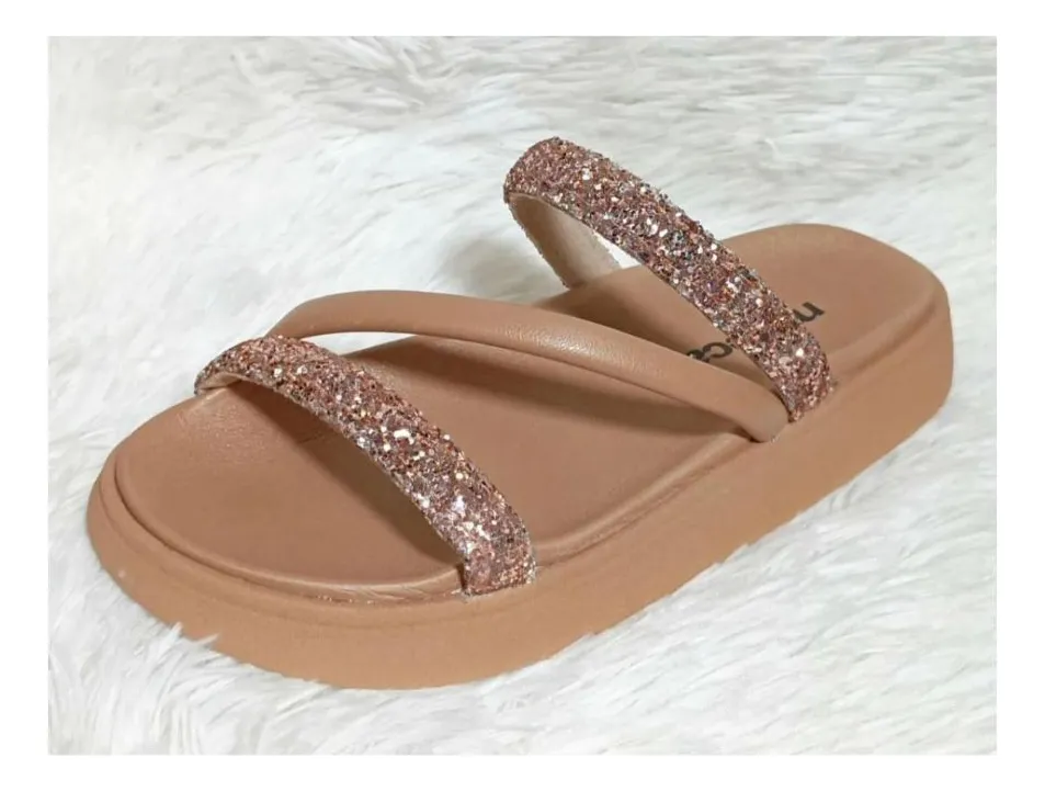 Sandália Papete Moleca Com Brilho Strass